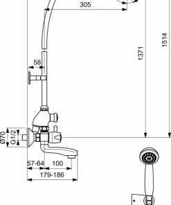 Смесител за вана/душ Искър B1396AA