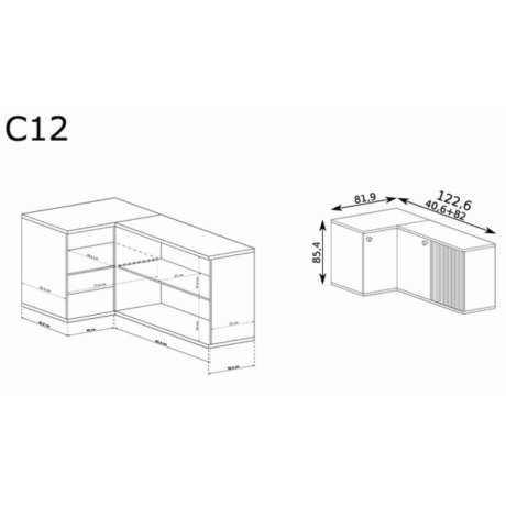 Ъглов шкаф L/P C-12 от модулна система Cali - Image 4