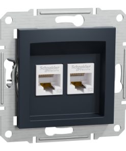 Розетка компютърна двойна Schneider Asfora антрацит