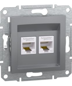 Розетка компютърна двойна Schneider Asfora стомана