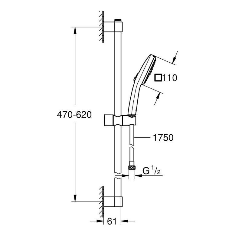 Комплект тръбно окачване 600 мм и ръчен душ Grohe Tempesta Cube - Image 4