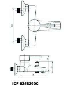 Смесител за вана и душ Кристи ICF 6258290C/ без аксесоари
