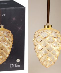 Коледна играчка шишарка 21 см LED
