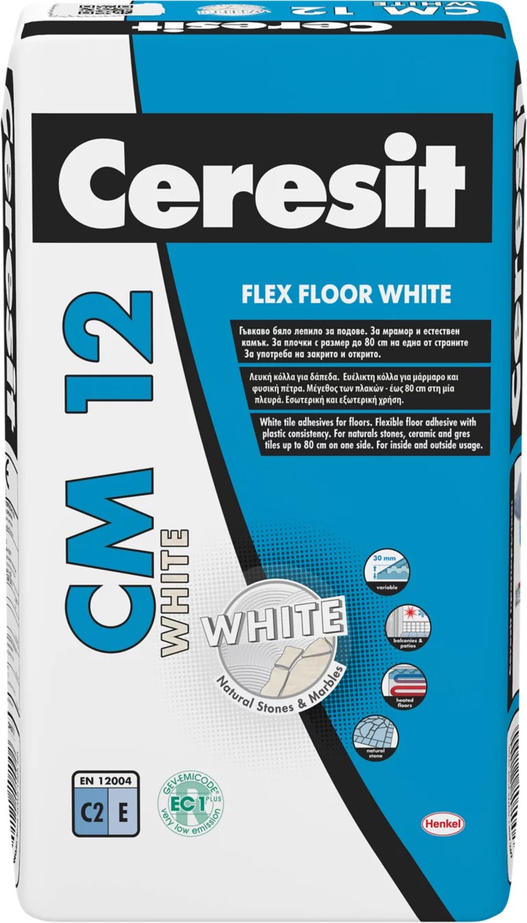 Tile adhesive Ceresit CM 12, white, 20 kg