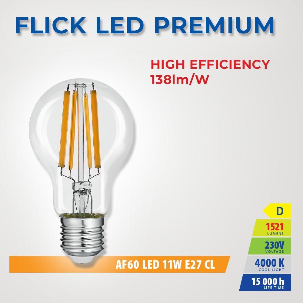 LED филамент лампа Flick LED Premium 11W 4000K