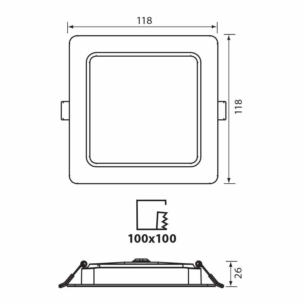 LED луна за вграждане Kapi LED 9W CCT-SWITCH